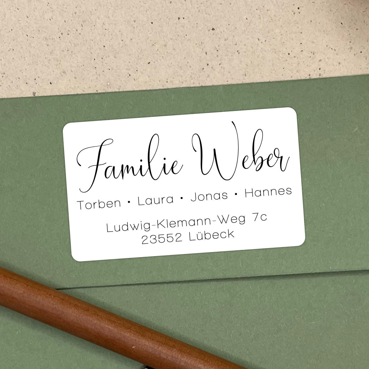 Eleganter Adressaufkleber mit Vornamen #004