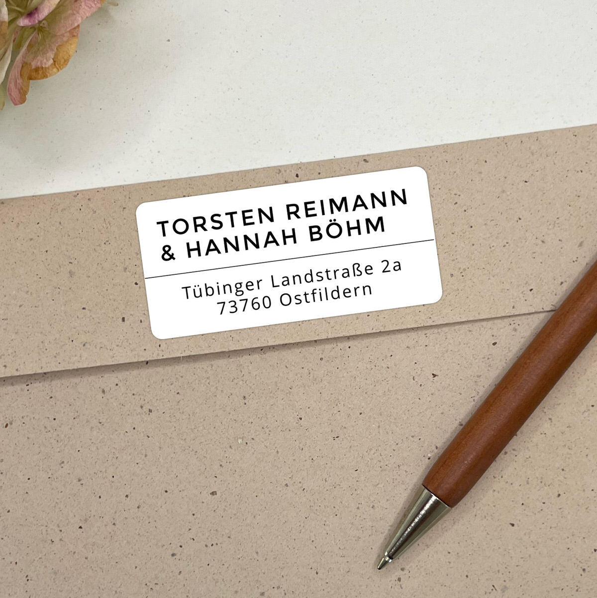 Adressaufkleber mit Druckschrift und Trennlinie #007