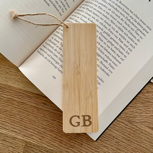 Personalisiertes Lesezeichen aus Bambus - Monogram
