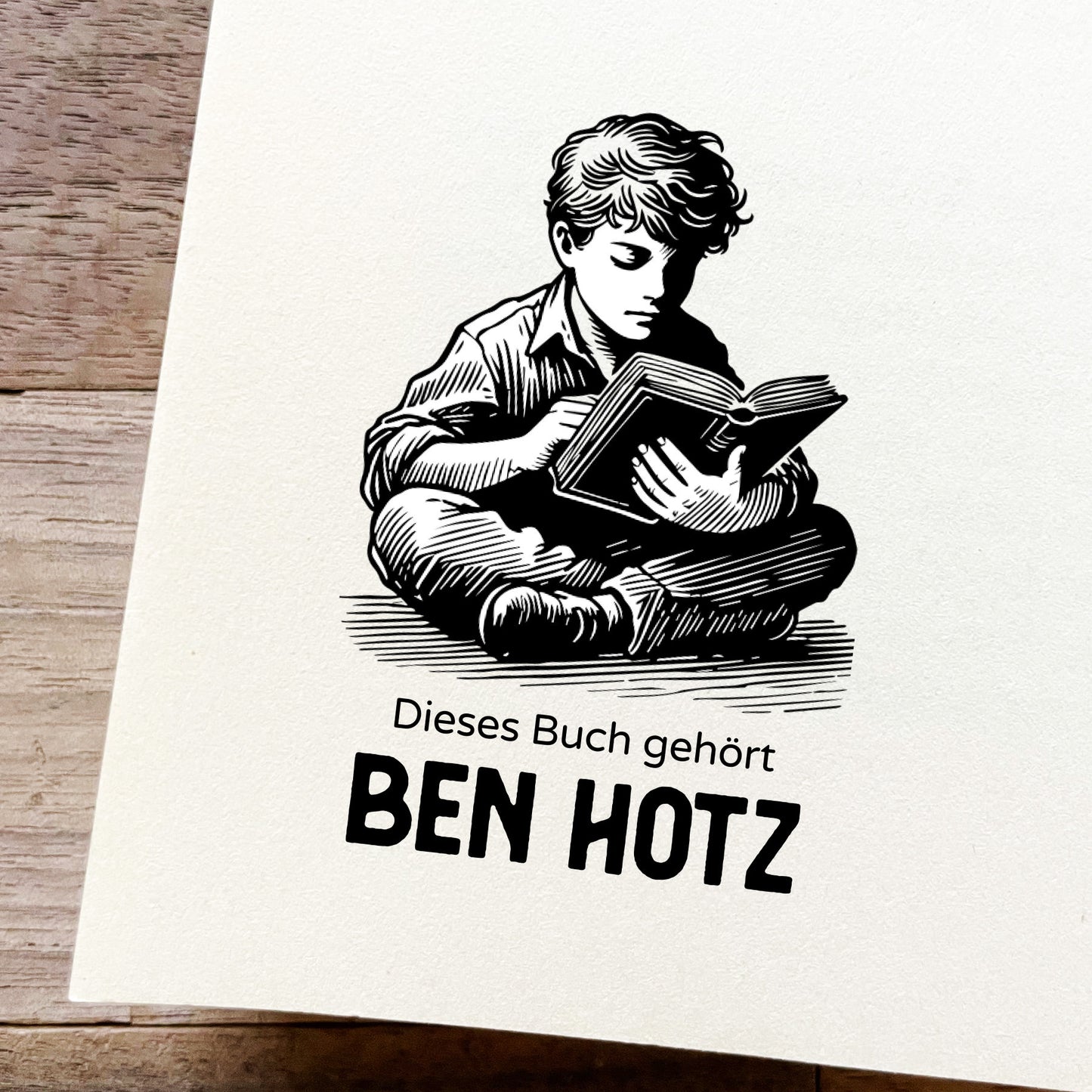 Ex Libris Stempel - Lesender Junge