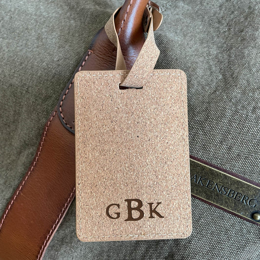 Gepäckanhänger aus Kork mit persönlichem Monogramm
