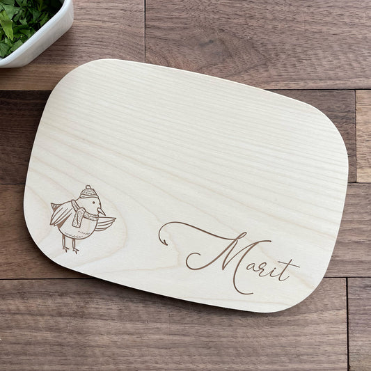 Frühstücksbrett mit personalisierter Gravur - Vogel