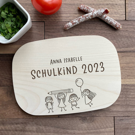 Personalisiertes Frühstücksbrett für Kinder - Schulkind