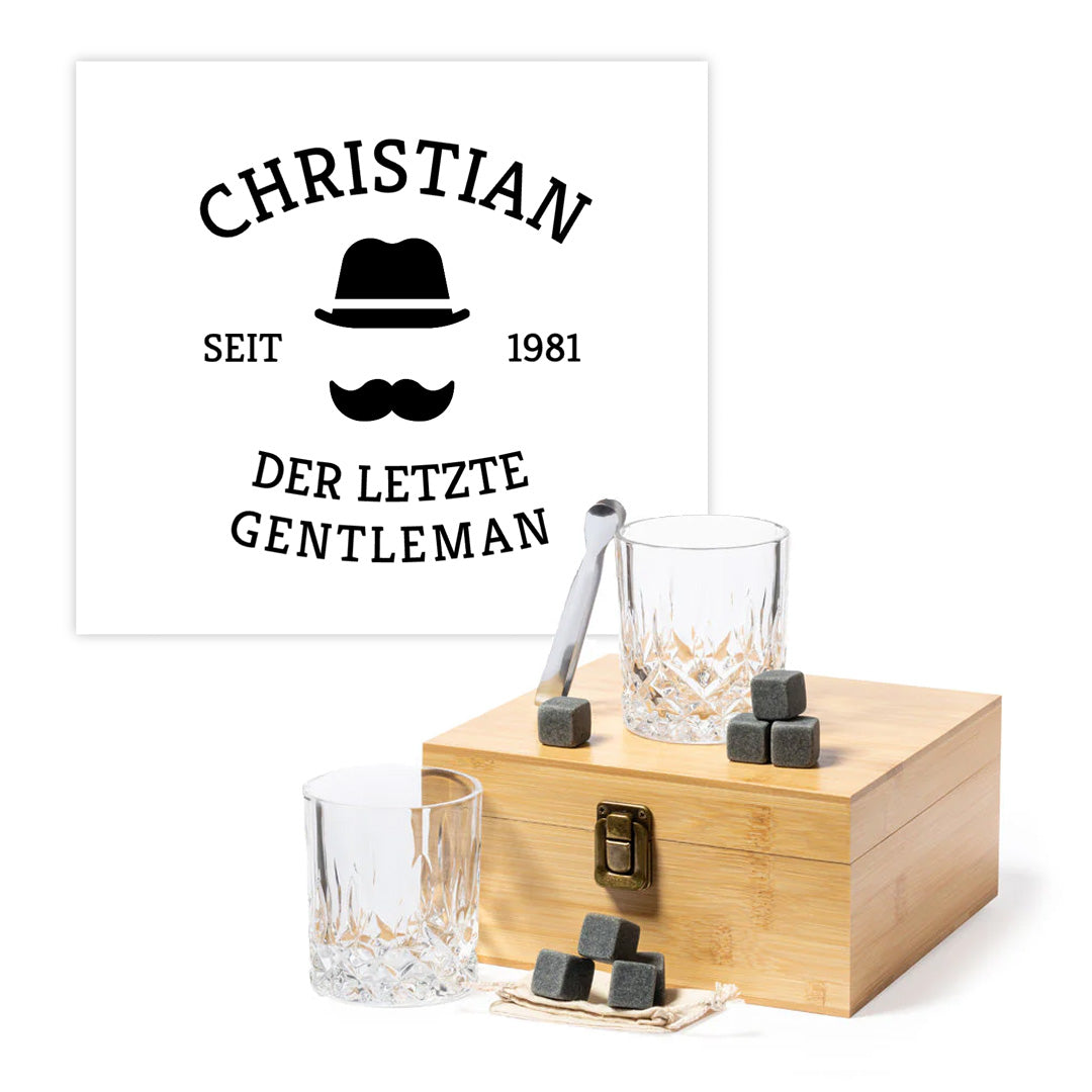 Whisky-Set in einer Box mit personalisierter Gravur - Der letzte Gentleman