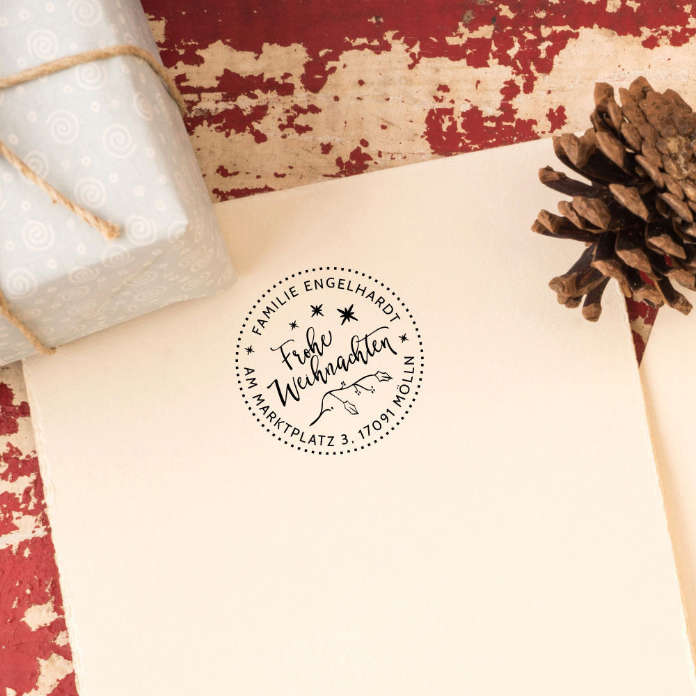 Runder Weihnachtsstempel "Mistelzweig" #056