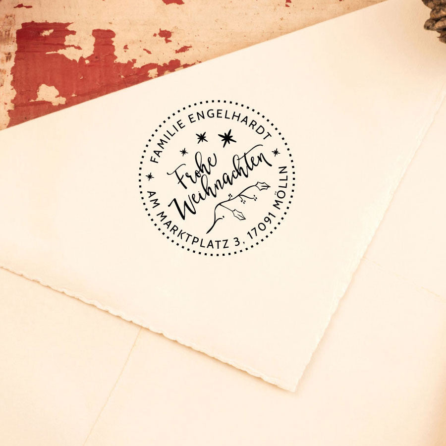 Runder Weihnachtsstempel "Mistelzweig" #056