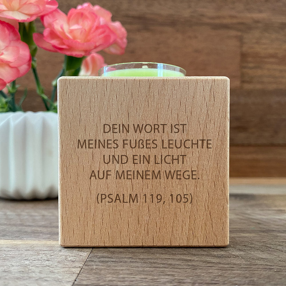 Personalisierter Teelichthalter zur Taufe - modern