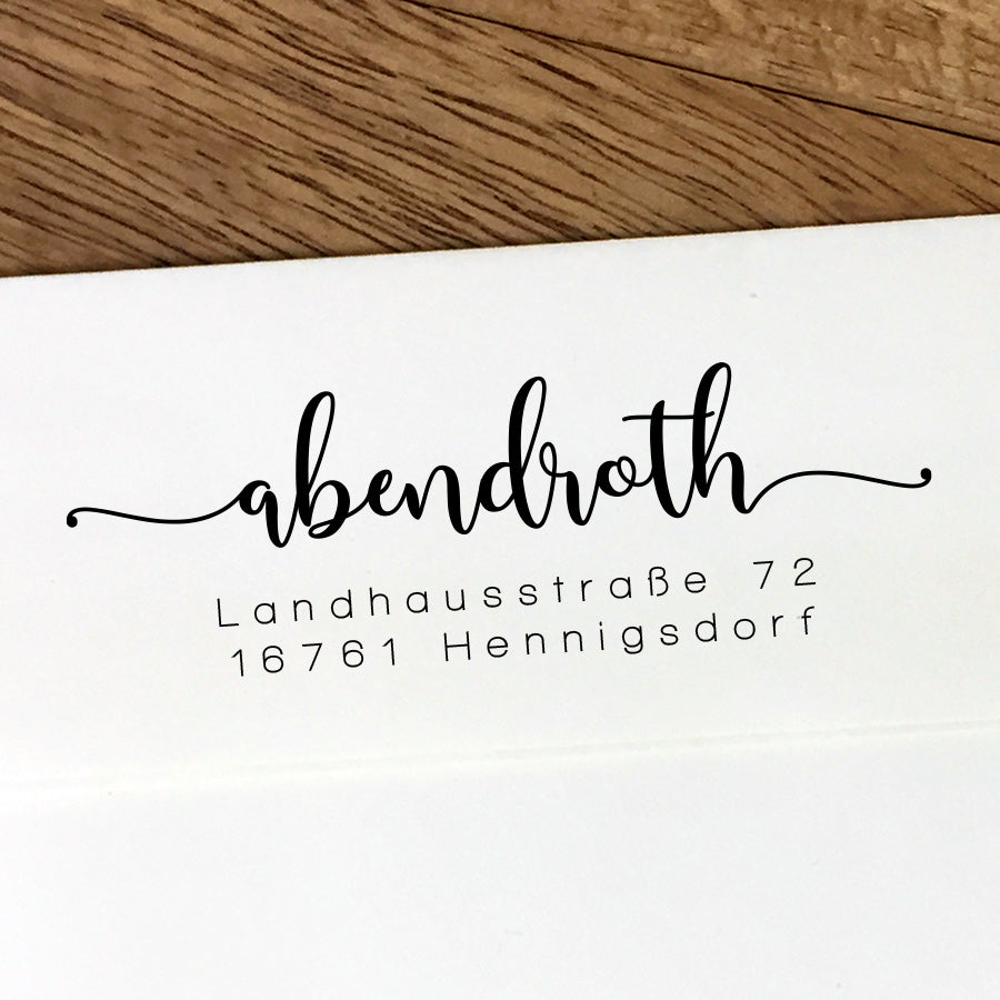 Adressstempel mit schwungvoller Schrift #041
