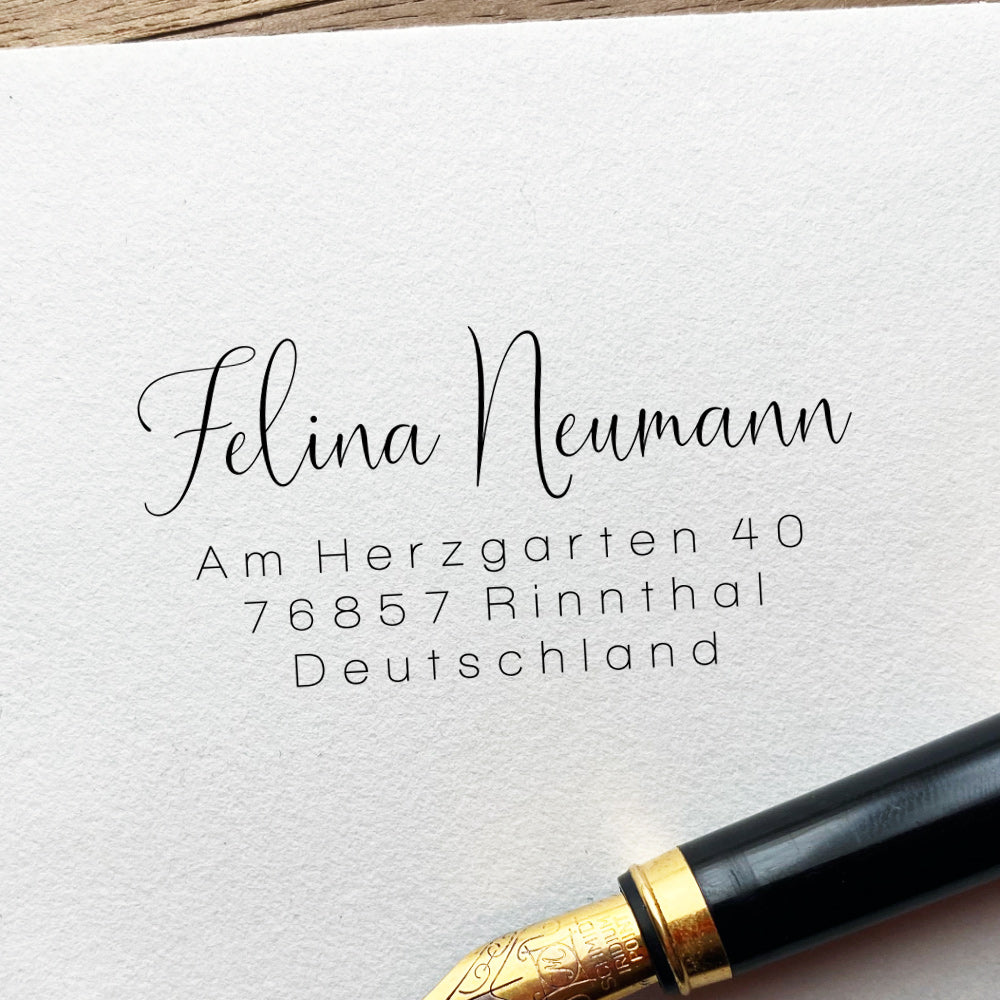 Adressstempel mit eleganter Schreibschrift #077