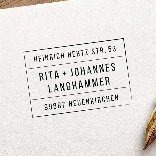 Adressstempel mit Blockschrift und Rahmen #086