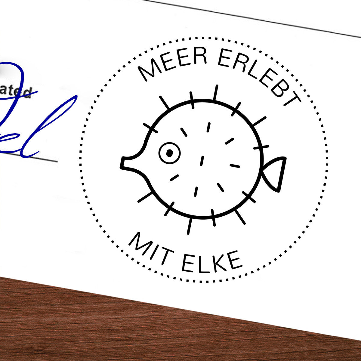 Personalisierter Logbuchstempel - Kugelfisch