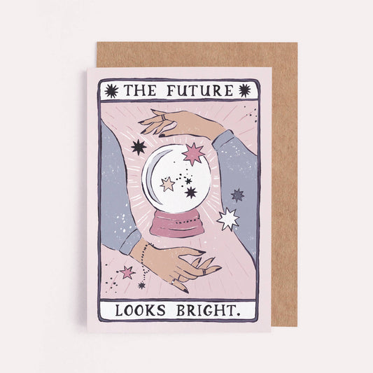 Glückwunschkarte "The future looks bright" im Stil einer Tarot-Karte