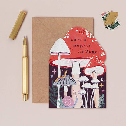 Geburtstagskarte mit Pilzen "have a magical birthday"