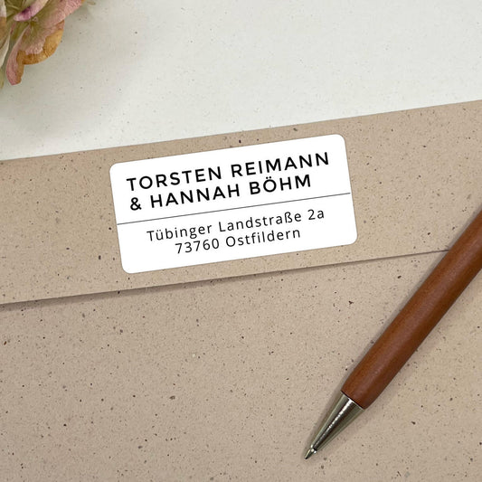 Adressaufkleber mit Druckschrift und Trennlinie #007