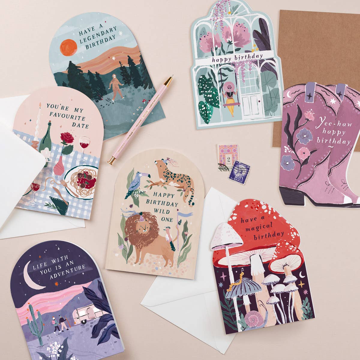 Geburtstagskarte mit Pilzen "have a magical birthday"