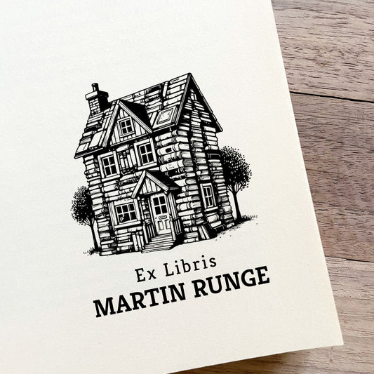 Ex Libris Stempel - Haus aus Büchern