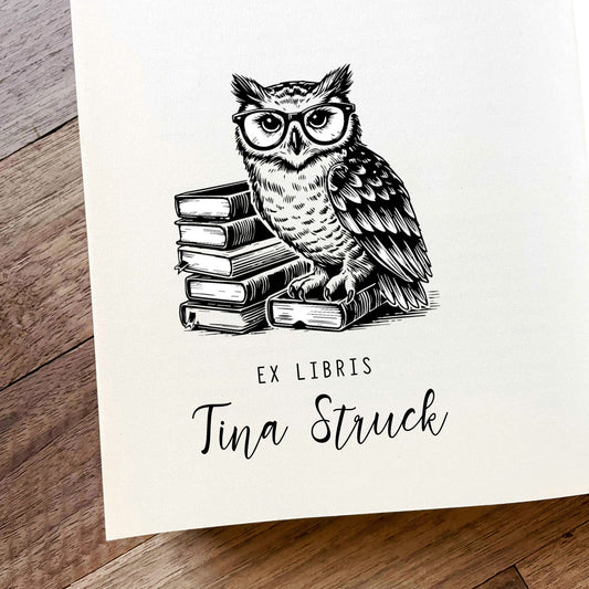 Ex Libris Stempel - Schlaue Eule