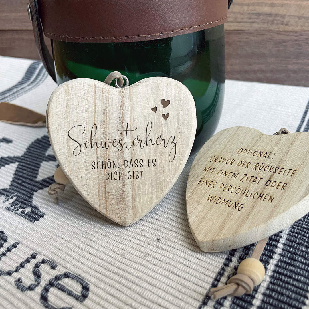 Personalisierter Geschenkanhänger - Schwesterherz, Bruderherz, Lieblingsmensch