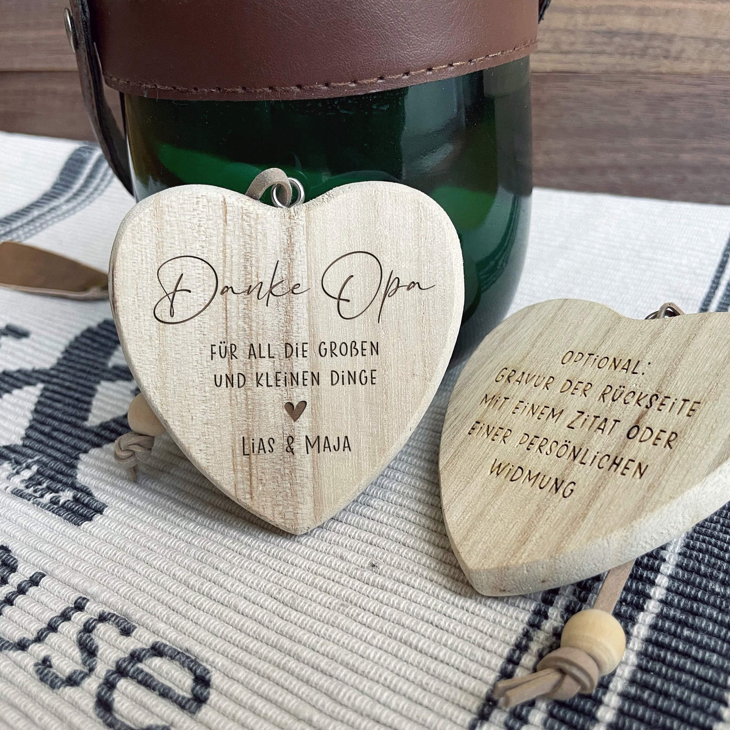 Personalisierter Geschenkanhänger in Herzform - Danke