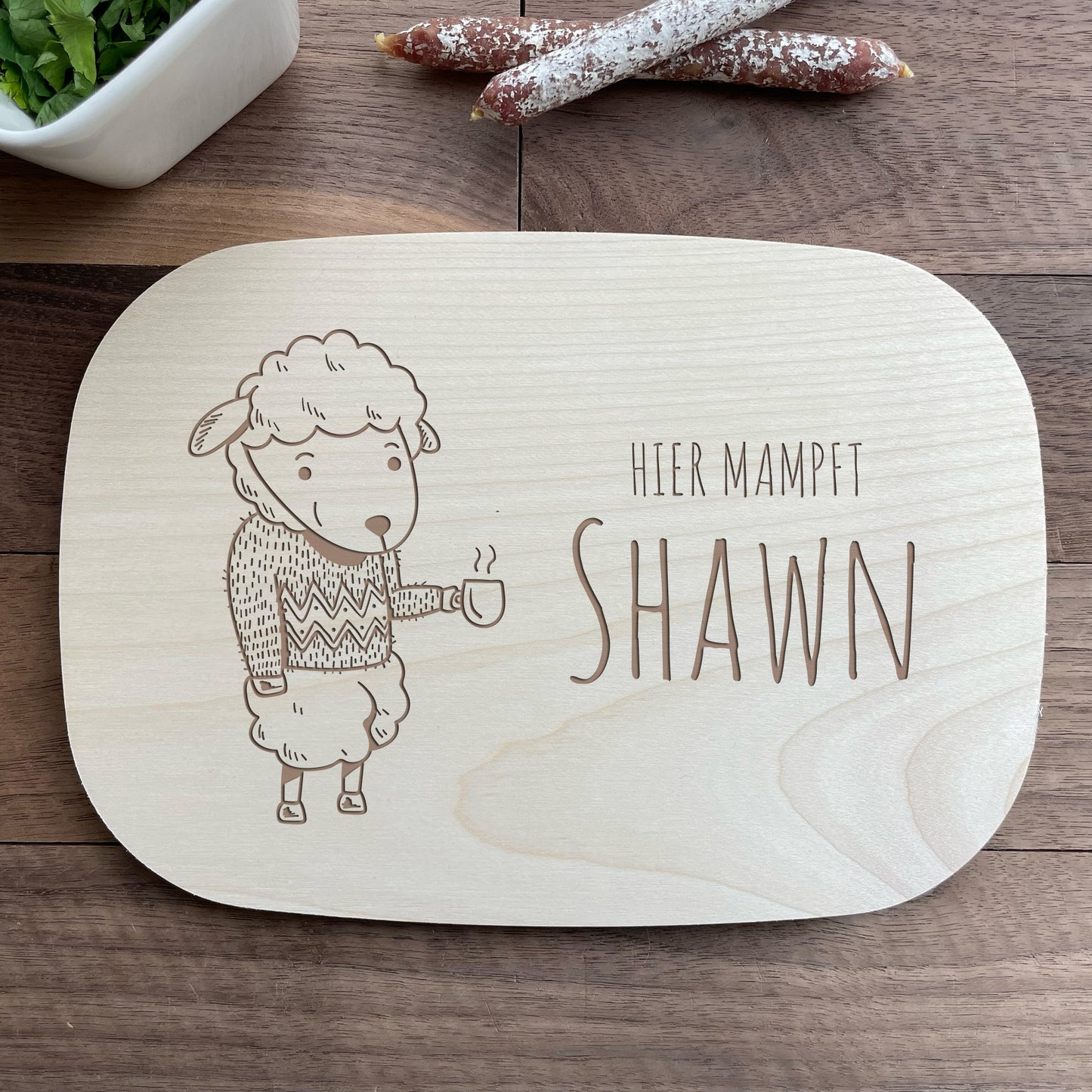 Personalisiertes Frühstücksbrett für Kinder - Schaf