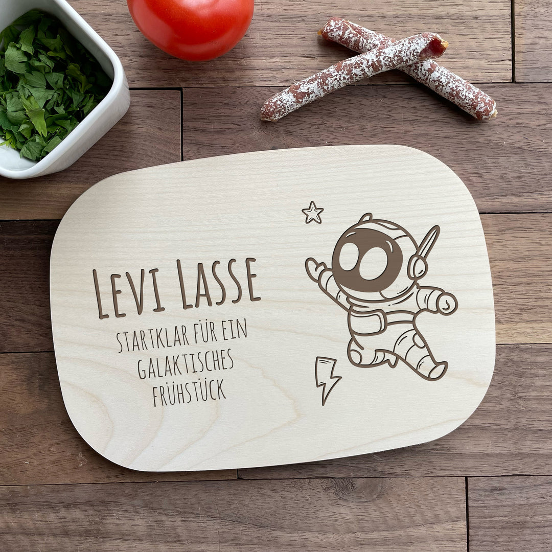 Holzbrettchen mit personalisierter Gravur - Astronaut