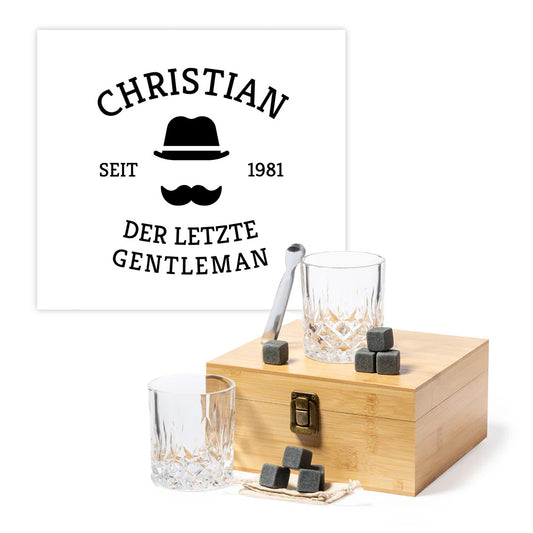 Whisky-Set in einer Box mit personalisierter Gravur - Der letzte Gentleman