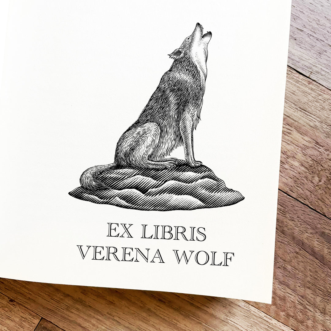Ex Libris Stempel - Heulender Wolf