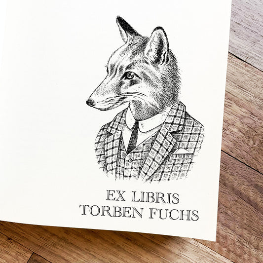 Ex Libris Stempel - Fuchs im Anzug