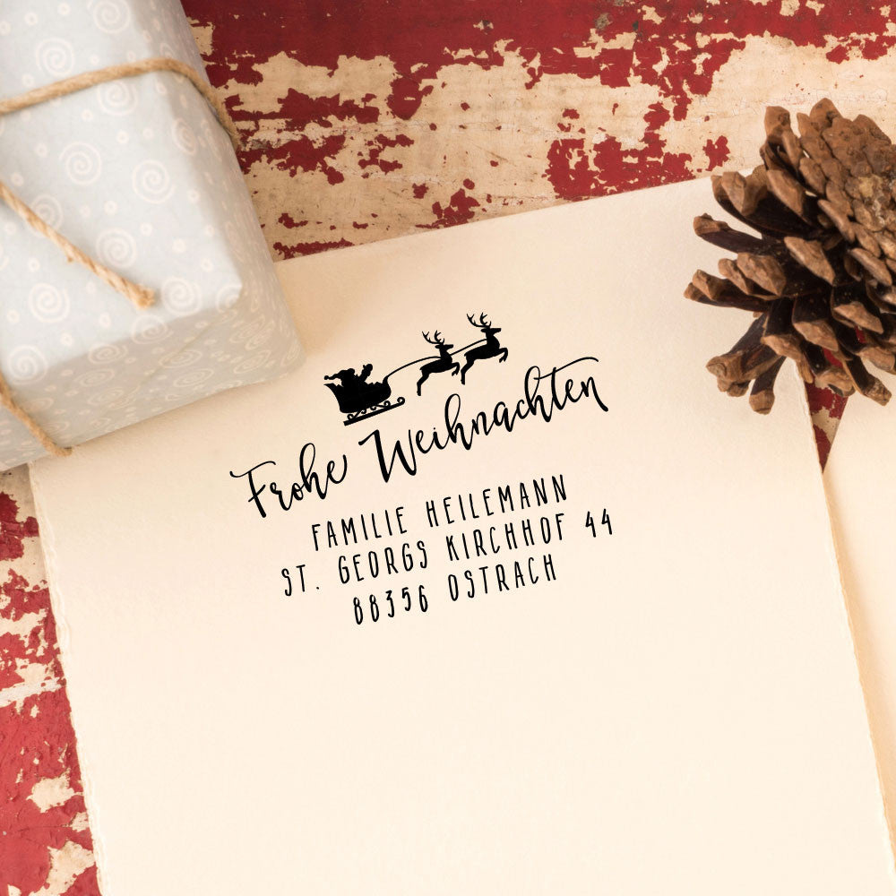 Adressstempel "Weihnachtsmann im Schlitten" #061