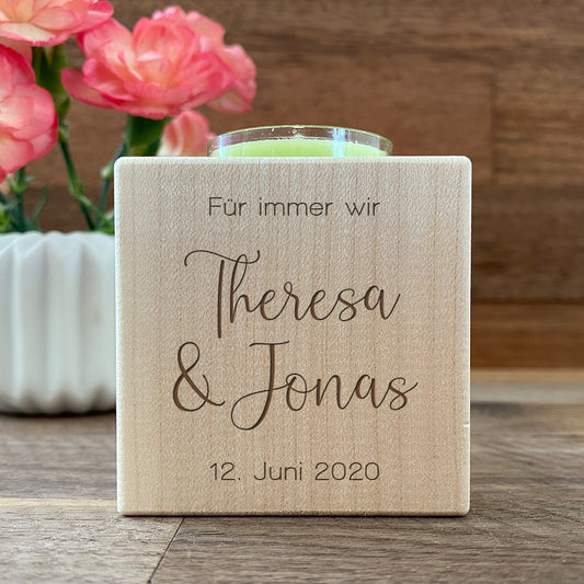 Personalisierter Teelichthalter zur Hochzeit - Für immer wir
