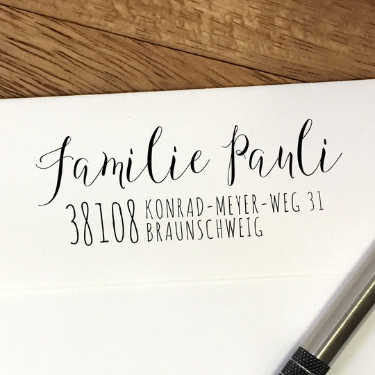 Adressstempel mit kalligraphischer Schrift #017