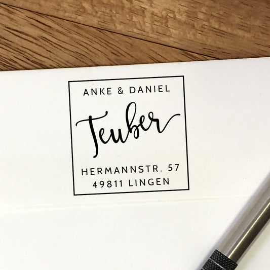 Quadratischer Adressstempel mit Rahmen #028