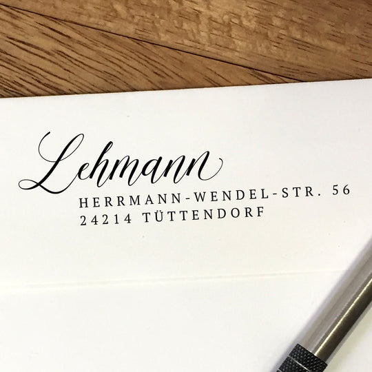 Adressstempel mit eleganter Schreibschrift #033
