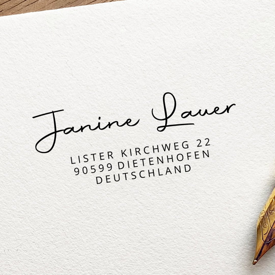 Adressstempel mit moderner Schreibschrift #071