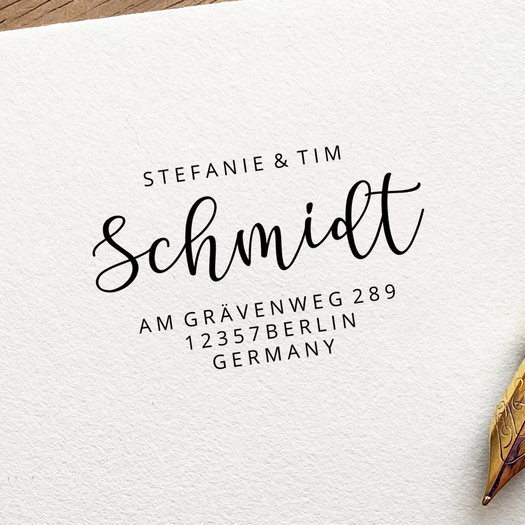 Adressstempel mit moderner Schreibschrift #075