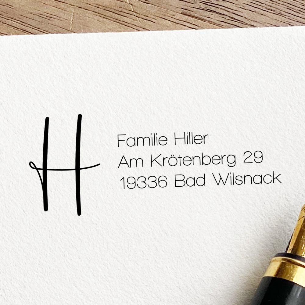 Eleganter Adressstempel mit Initiale #082