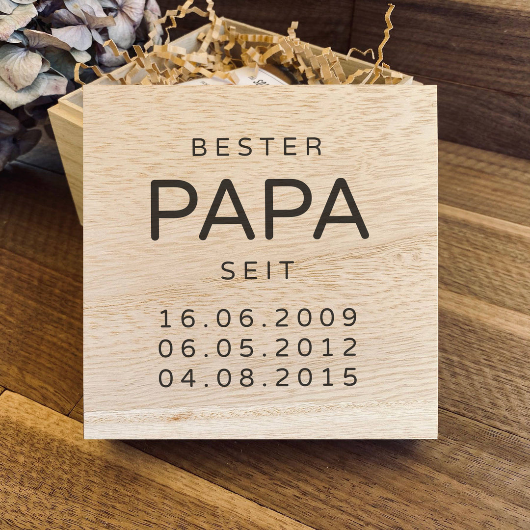 Personalisierte Holzbox zum Vatertag "Bester Papa seit..."