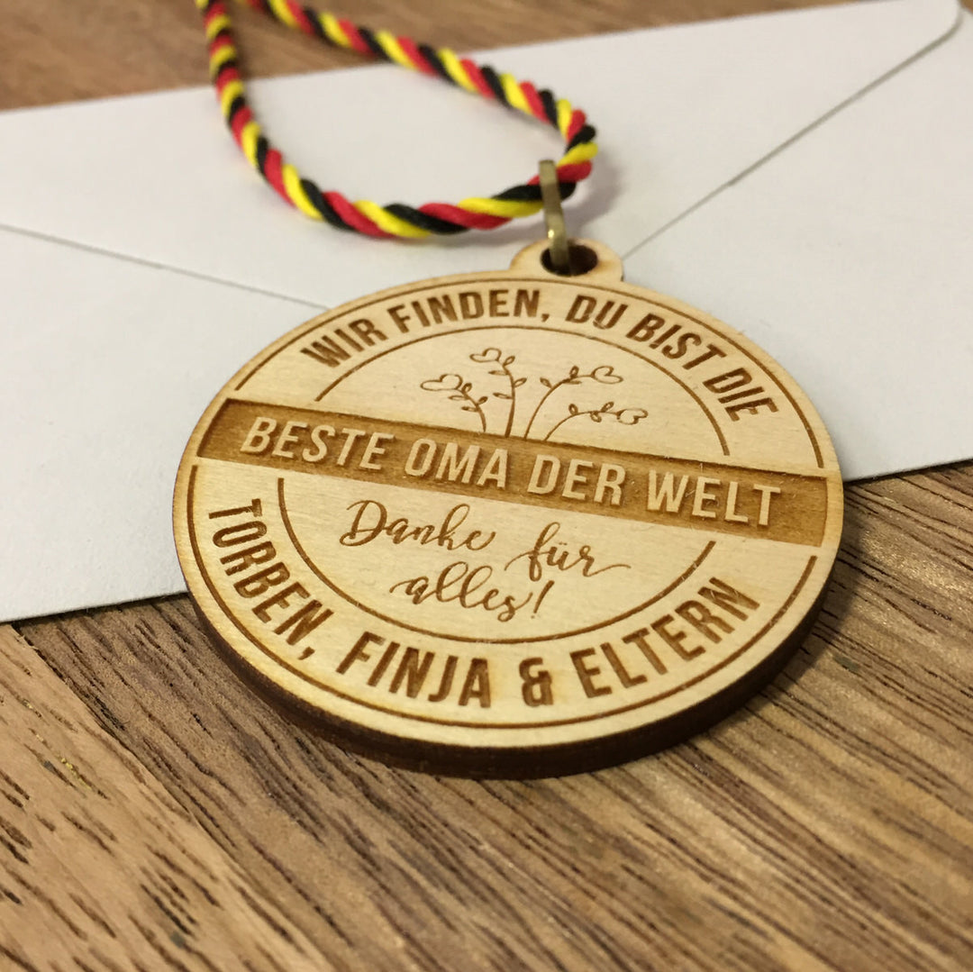 Holzmedaille "Beste Oma der Welt"