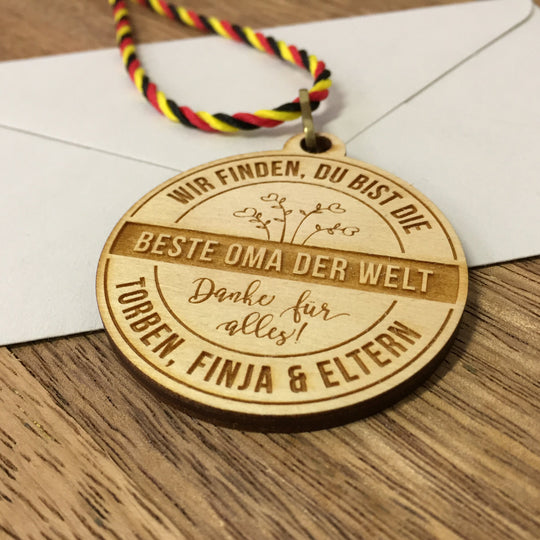 Holzmedaille "Beste Oma der Welt"