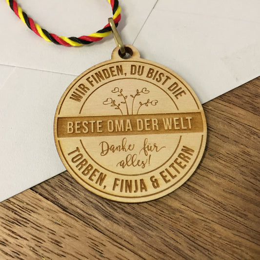 Holzmedaille "Beste Oma der Welt"