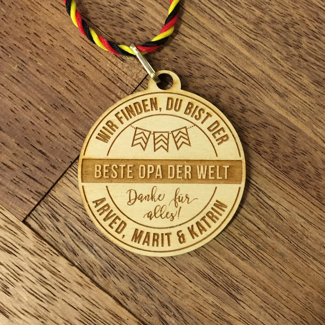 Holzmedaille "Bester Opa der Welt"