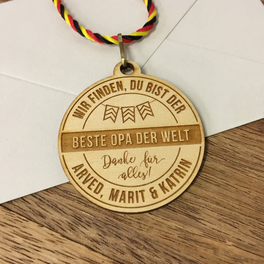 Holzmedaille "Bester Opa der Welt"
