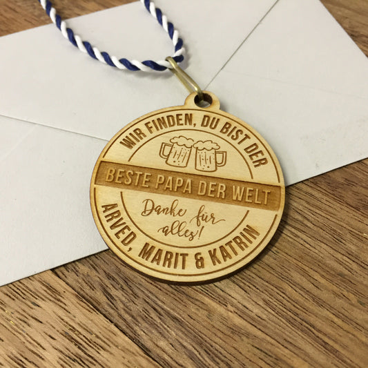 Holzmedaille "Bester Papa der Welt"