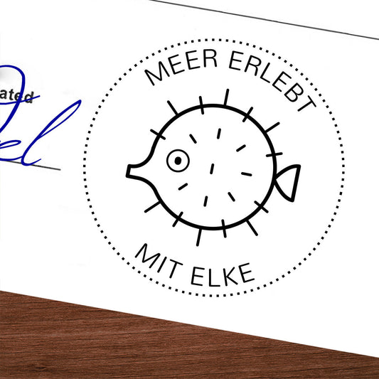 Personalisierter Logbuchstempel - Kugelfisch